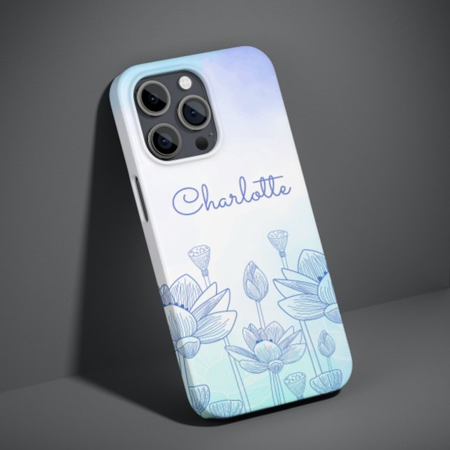 Pastel Floral Silhouette Overlay Personalised Name Case-Mate iPhone Case (Creator Uploaded)