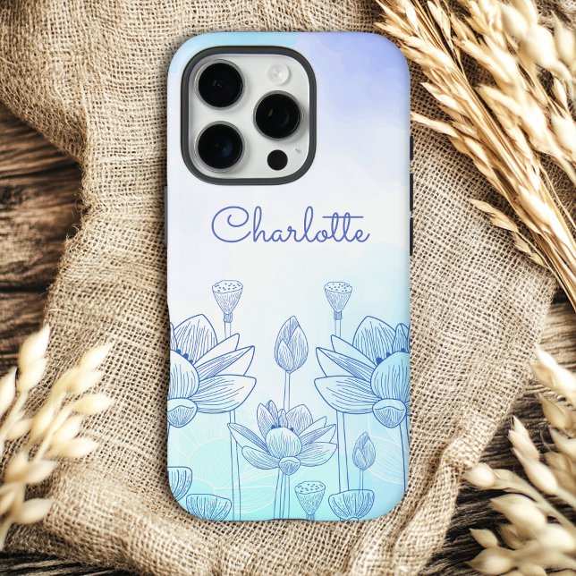 Pastel Floral Silhouette Overlay Personalised Name Case-Mate iPhone Case (Creator Uploaded)