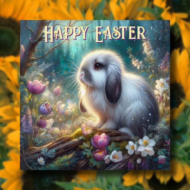 Pastel Floral Spring Woodland Bunny Easter Holiday Card (Creator Uploaded)
