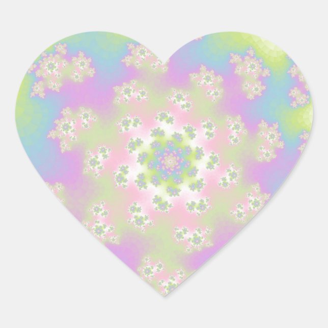 Pastel Floral Sprinkles Heart Sticker (Front)