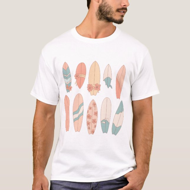 pastel floral surfboard T-Shirt (Front)