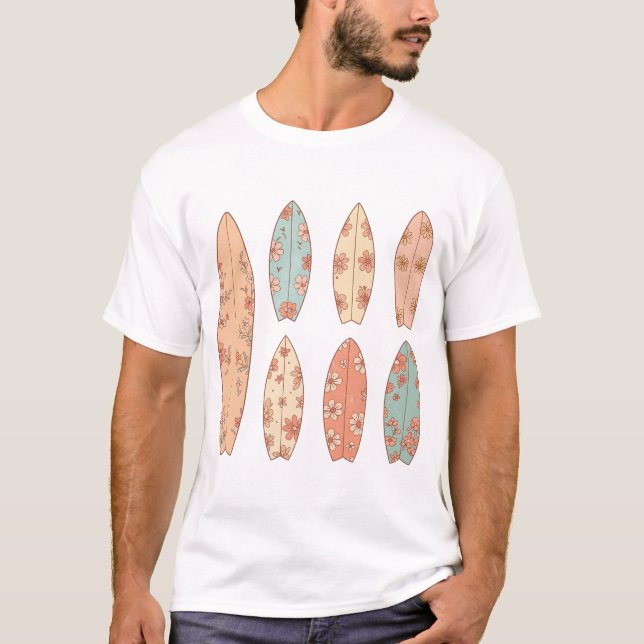 Pastel Floral Surfboard T-Shirt (Front)