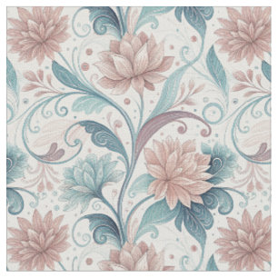 Pastel Floral Swirl Beautiful Flowers Pattern Art Fabric