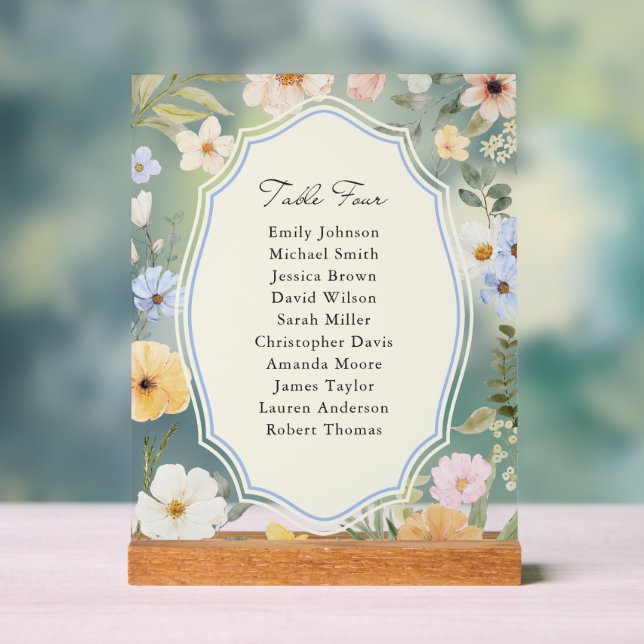 Pastel Floral Table Four Seating Chart (Neutral)