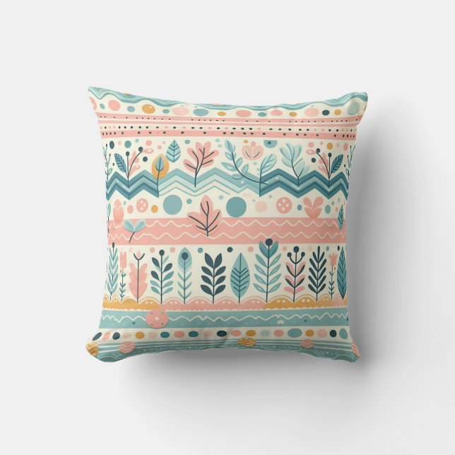 Pastel Floral Throw Pillow (Front)
