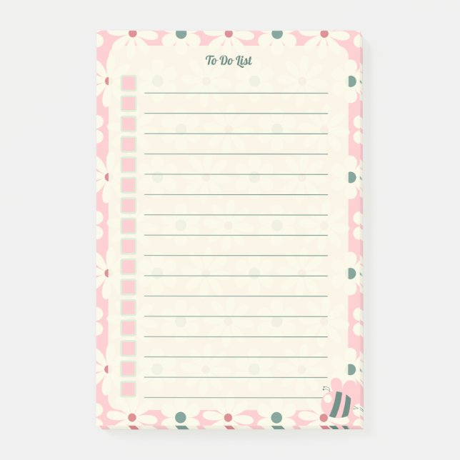 Pastel Floral To Do List Planner Design Post-it Notes (Front)