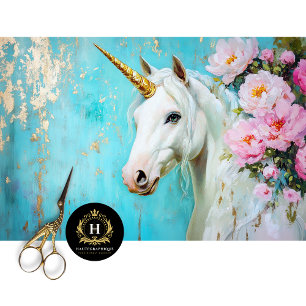 Pastel Floral Unicorn Decoupage Tissue Paper