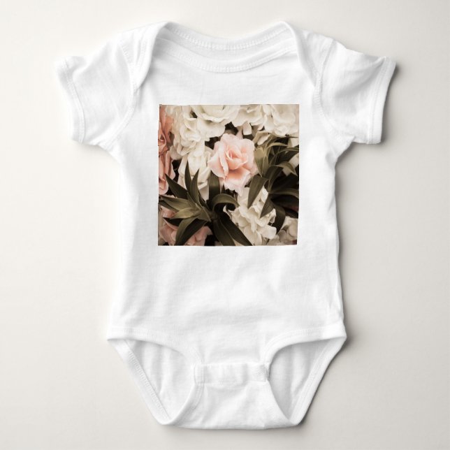 Pastel Floral Vintage: Timeless Elegance Baby Bodysuit (Front)