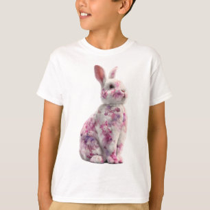 Pastel Floral Watercolor Bunny Rabbit Kids T-Shirt