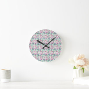 Pastel Floral watercolor Pattern  Round Clock