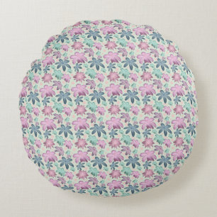 Pastel Floral watercolor Pattern  Round Cushion