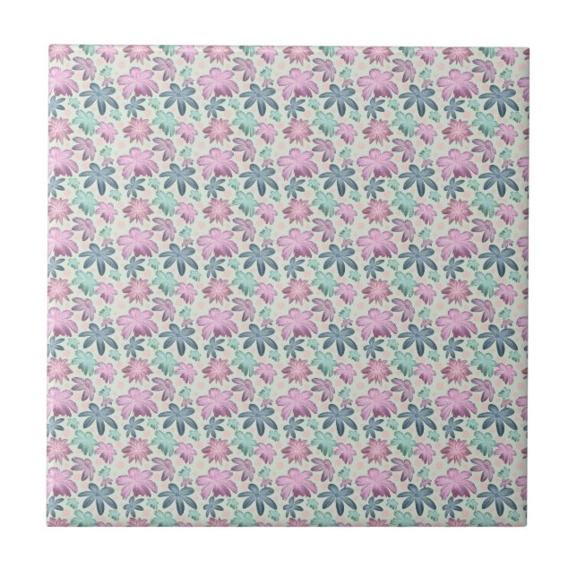 Pastel Floral watercolor Pattern  Tile (Front)