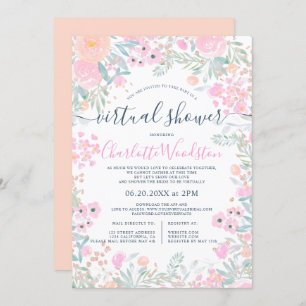 Pastel floral watercolor script virtual shower invitation