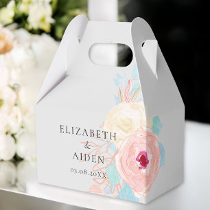Pastel Floral Watercolor Wedding Favour Box
