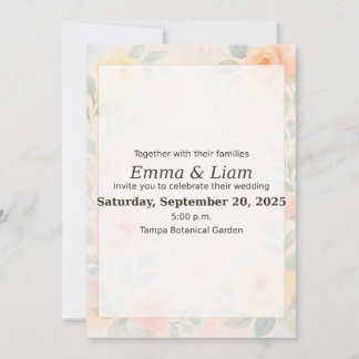 Pastel Floral Watercolor Wedding Invitation | 5x7