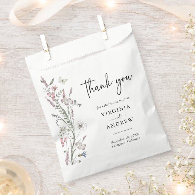 Pastel Floral Wedding Favour Bags (Clipped)