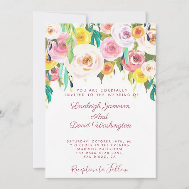 Pastel floral Wedding Invitation (Front)