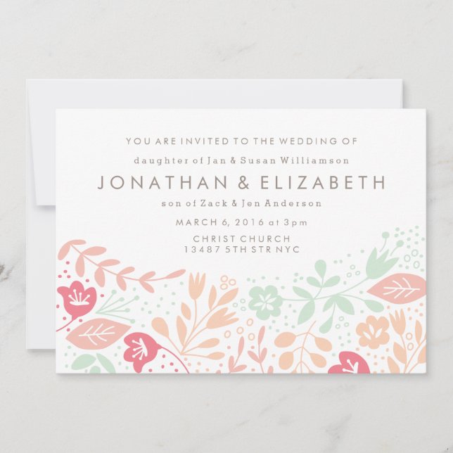 Pastel Floral Wedding Invitation (Front)