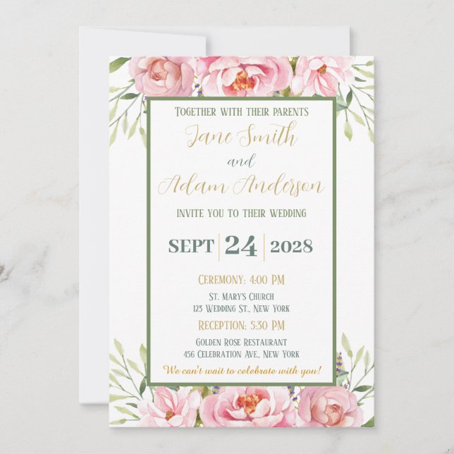 Pastel Floral Wedding Invitation (Front)