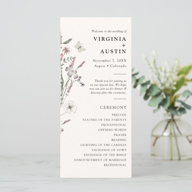 Pastel Floral Wedding Programme (Standing Front)