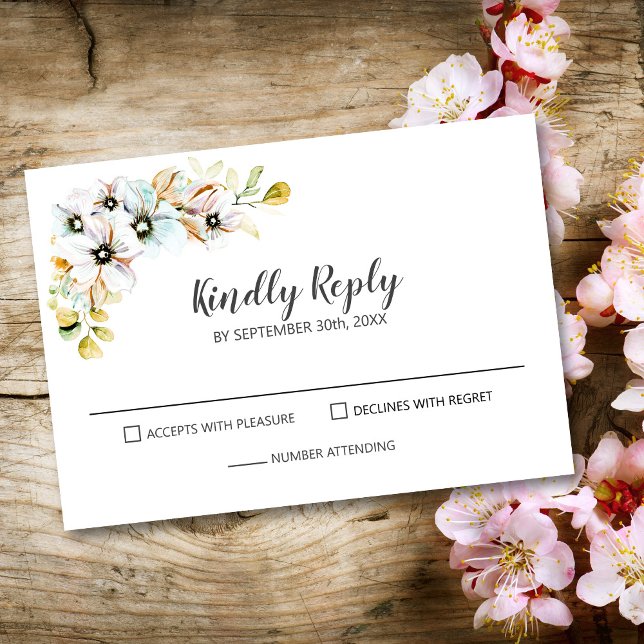 Pastel Floral Wedding RSVP Card (Creator Uploaded)