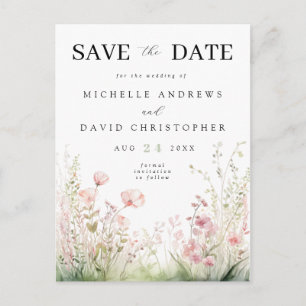 Pastel Floral Wedding Save the Date Postcard