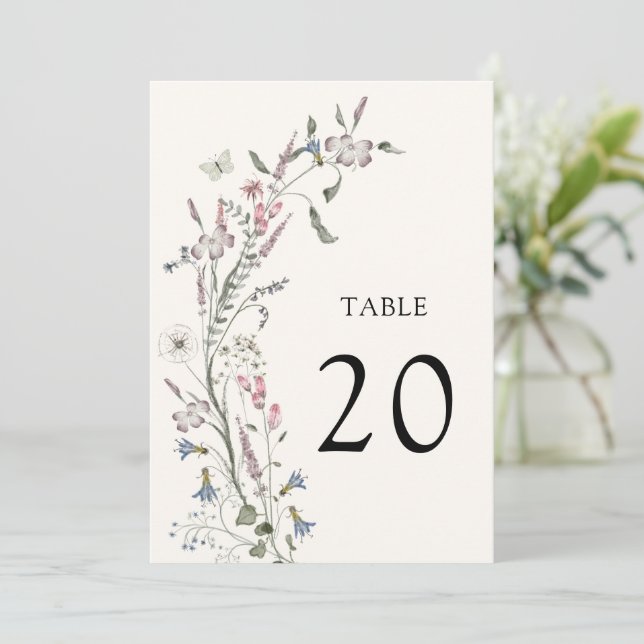 Pastel Floral Wedding Table Number (Standing Front)