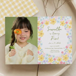 Pastel Floral Wildflower Kids Birthday  Invitation