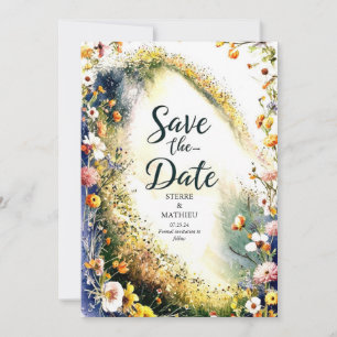 Pastel Floral Wildflower Wedding Save The Date