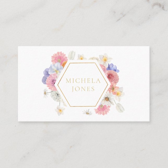 Pastel Floral Womens Elegant Designer Stylist Busi Business Card (Front)
