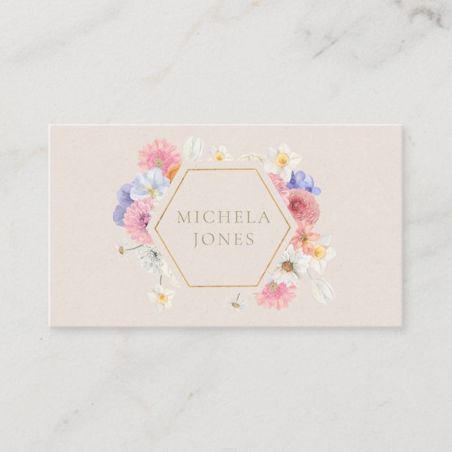 Pastel Floral Womens Elegant Designer Stylist Busi Business Card (Front)