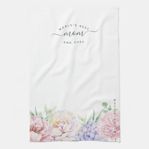 Pastel Floral   World's Best Mum & Chef Tea Towel