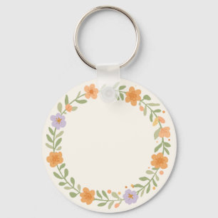 Pastel Floral Wreath Ornament Key Chain Design