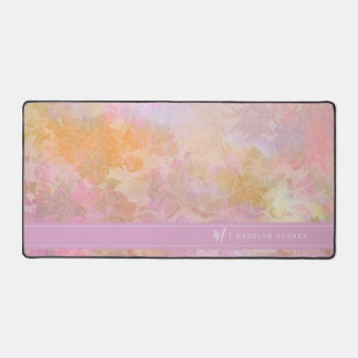 Pastel Florals Chic Script Monogram Desk Mat