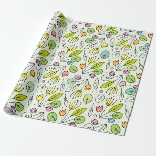 Pastel Florals & Leaves 2 Wrapping Paper
