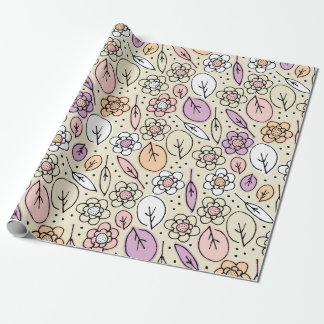 Pastel Florals & Leaves Wrapping Paper