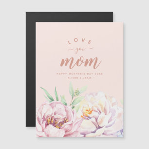 Pastel Florals Love You Mom Minimalist Magnet Card