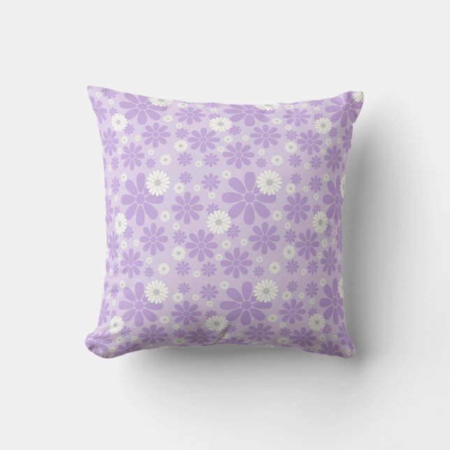 Pastel Florals Pattern LAVENDER Cushion (Front)