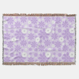 Pastel Florals Pattern LAVENDER Throw Blanket