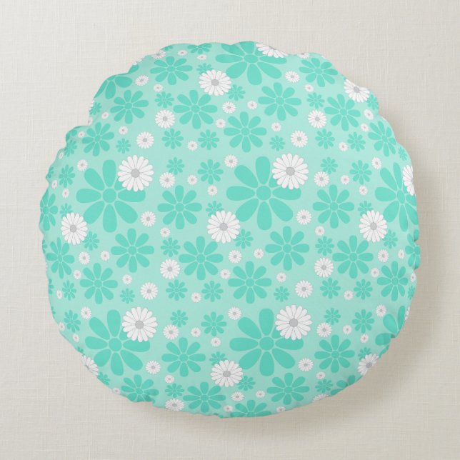 Pastel Florals Pattern MINT Round Cushion (Front)