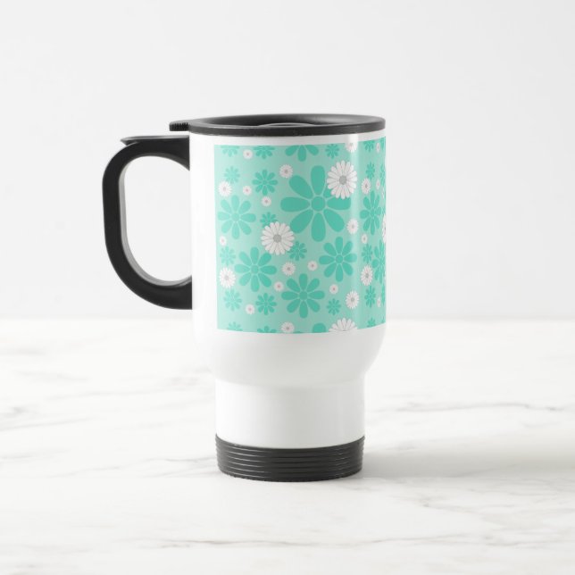 Pastel Florals Pattern MINT Travel Mug (Left)