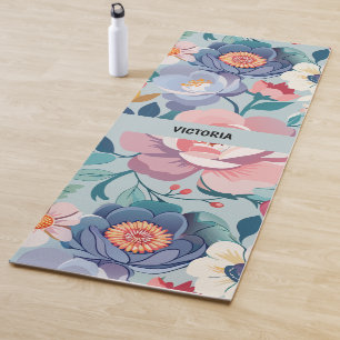 Pastel Florals Watercolor Custom Pattern Yoga Mat