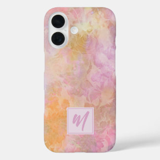 Pastel Florals With Chic Script Monogram iPhone 16 Case