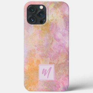 Pastel Florals With Chic Script Monogram iPhone 13 Pro Max Case