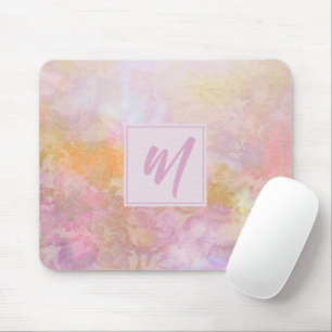 Pastel Florals With Chic Script Monogram Mouse Pad