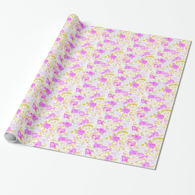 Pastel Florals Wrapping Paper (Unrolled)