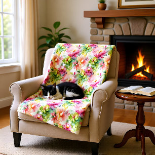 Pastel Flower Alcohol Ink Illustration Print Fleece Blanket