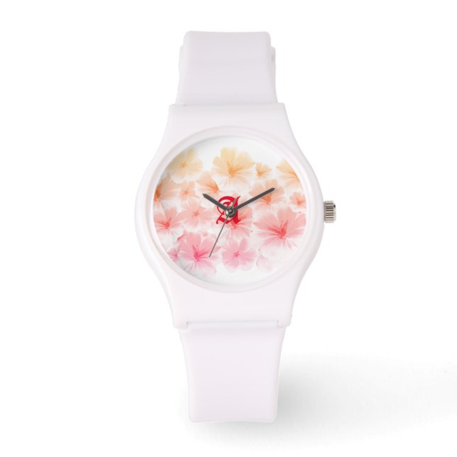 Pastel flower art watercolor paint Personalised  Watch (Front)