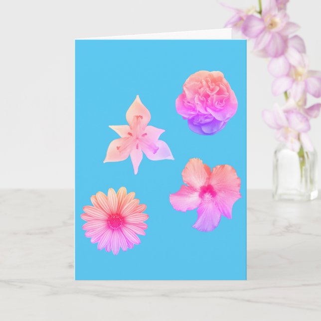 Pastel Flower Bouquet Card (Orchid)