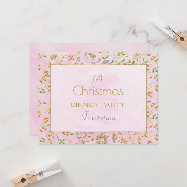 Pastel Flower Christmas 4.25x5.5 Invite (Front/Back In Situ)